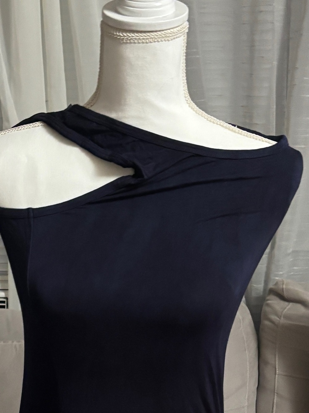 Go Couture Navy One-Shoulder Asymmetric Cutout Dress